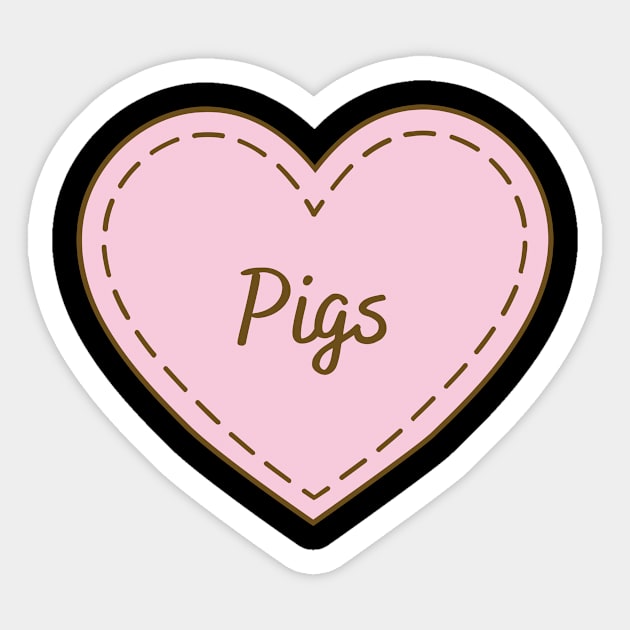 I Love Pigs Simple Heart Design Sticker by Word Minimalism